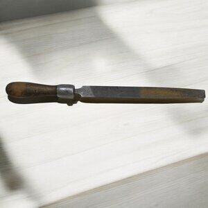 Vintage Nicholson Black Diamond Metal File with Wood Handle USA